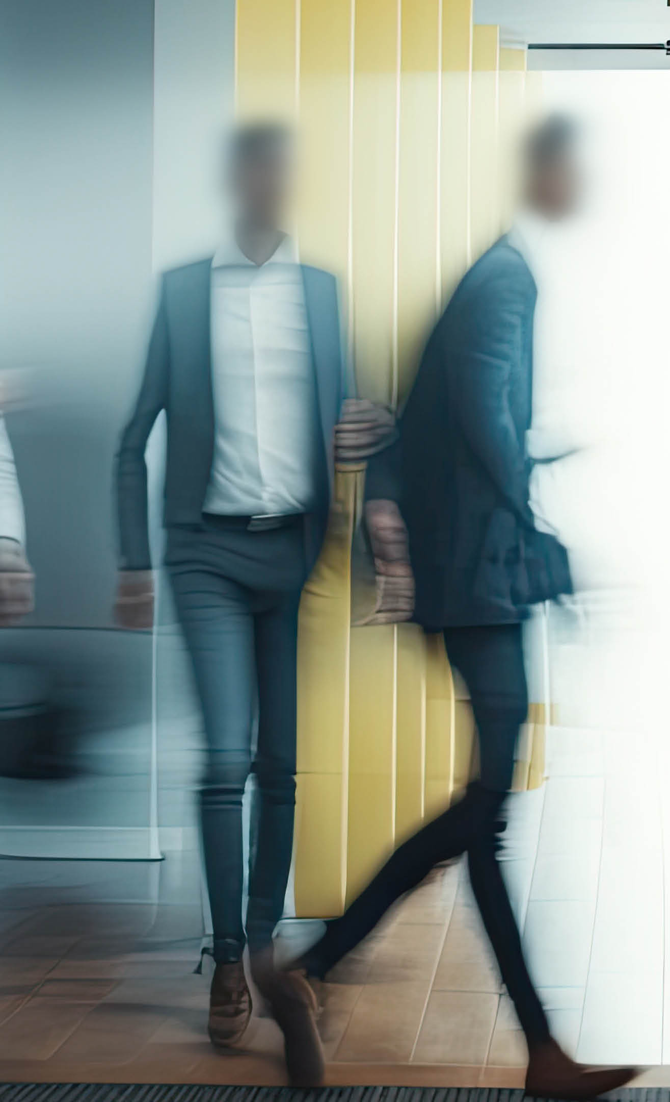 Blurred silhouettes of people in a coworking space or office space. Generative ai.