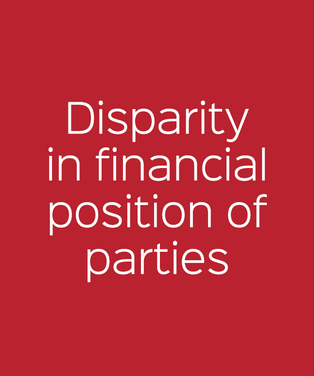 Disparity in financial position of parties