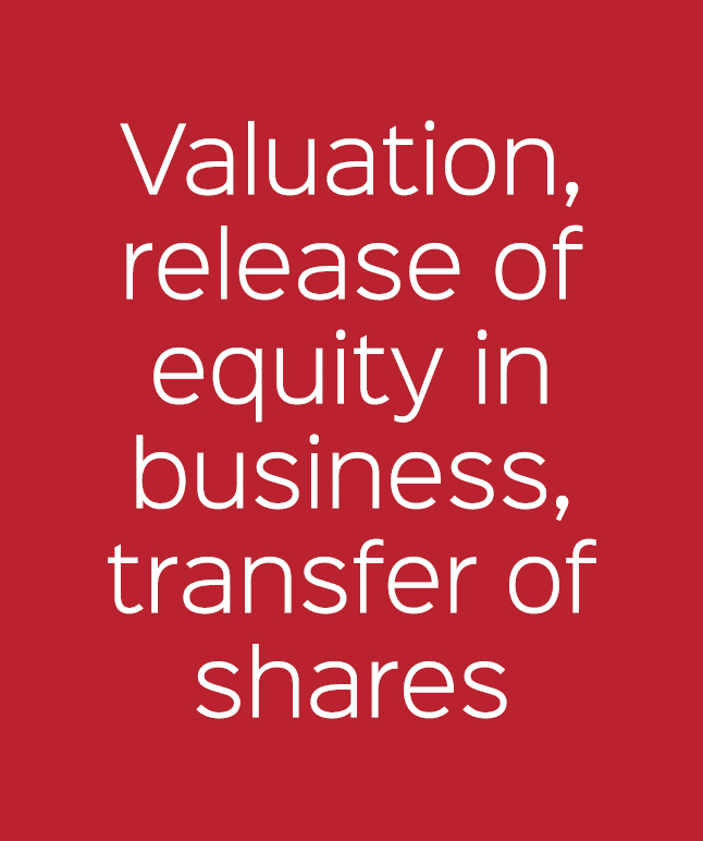 Valuation, release of equity in business, transfer of shares