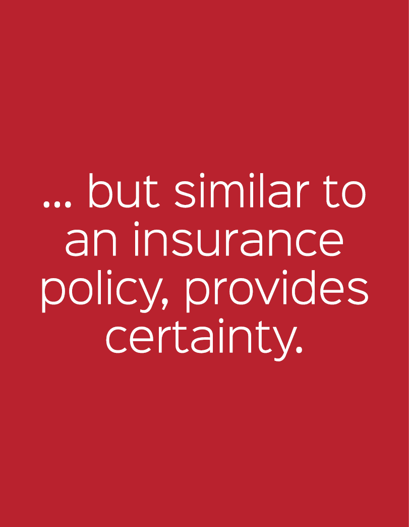 ... but similar to an insurance policy, provides certainty.